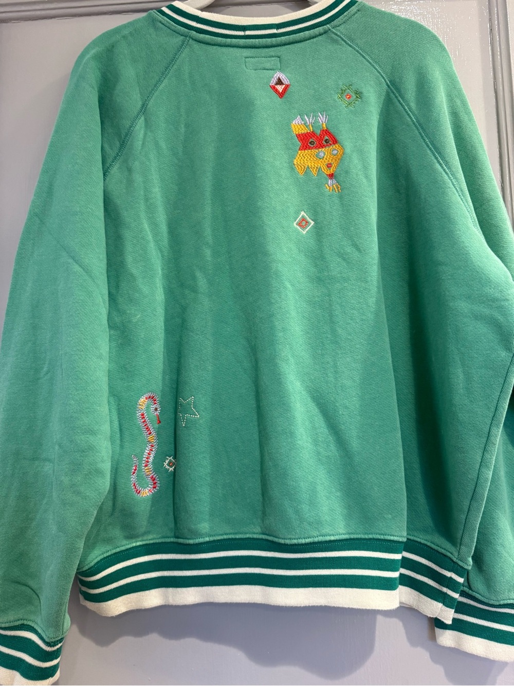 MOTHER The BIG Sport Sweatshirt-Mother Fifteen 15 Green Embroidered Size M NWT - Picture 5 of 10